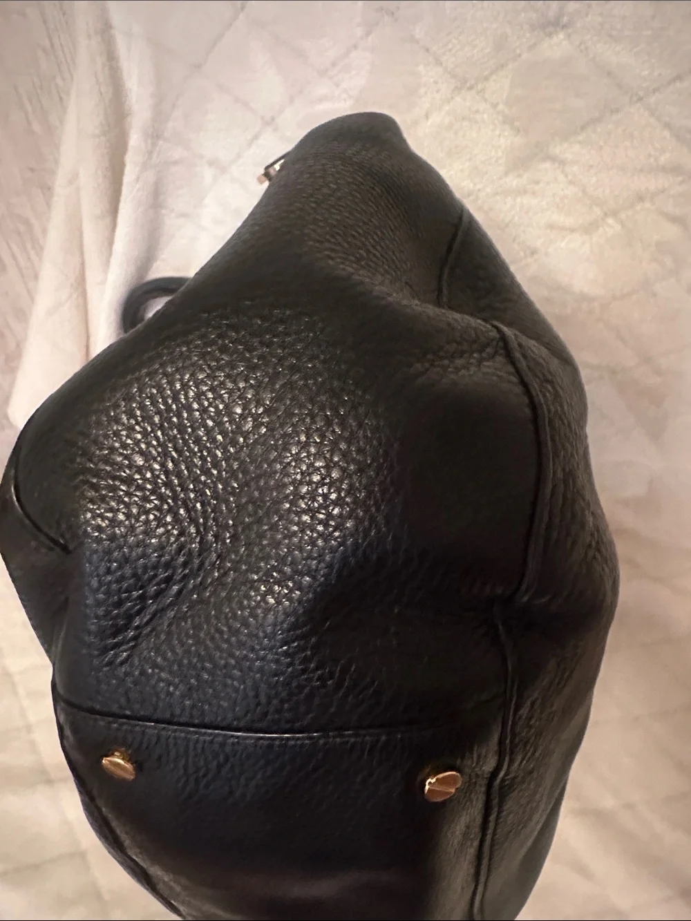Tory Burch Black Leather Shoulder Bag with Gold Logo Medallion